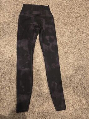 NWT Women's CRZ YOGA Leggings Black Tie-Dye Flower Design